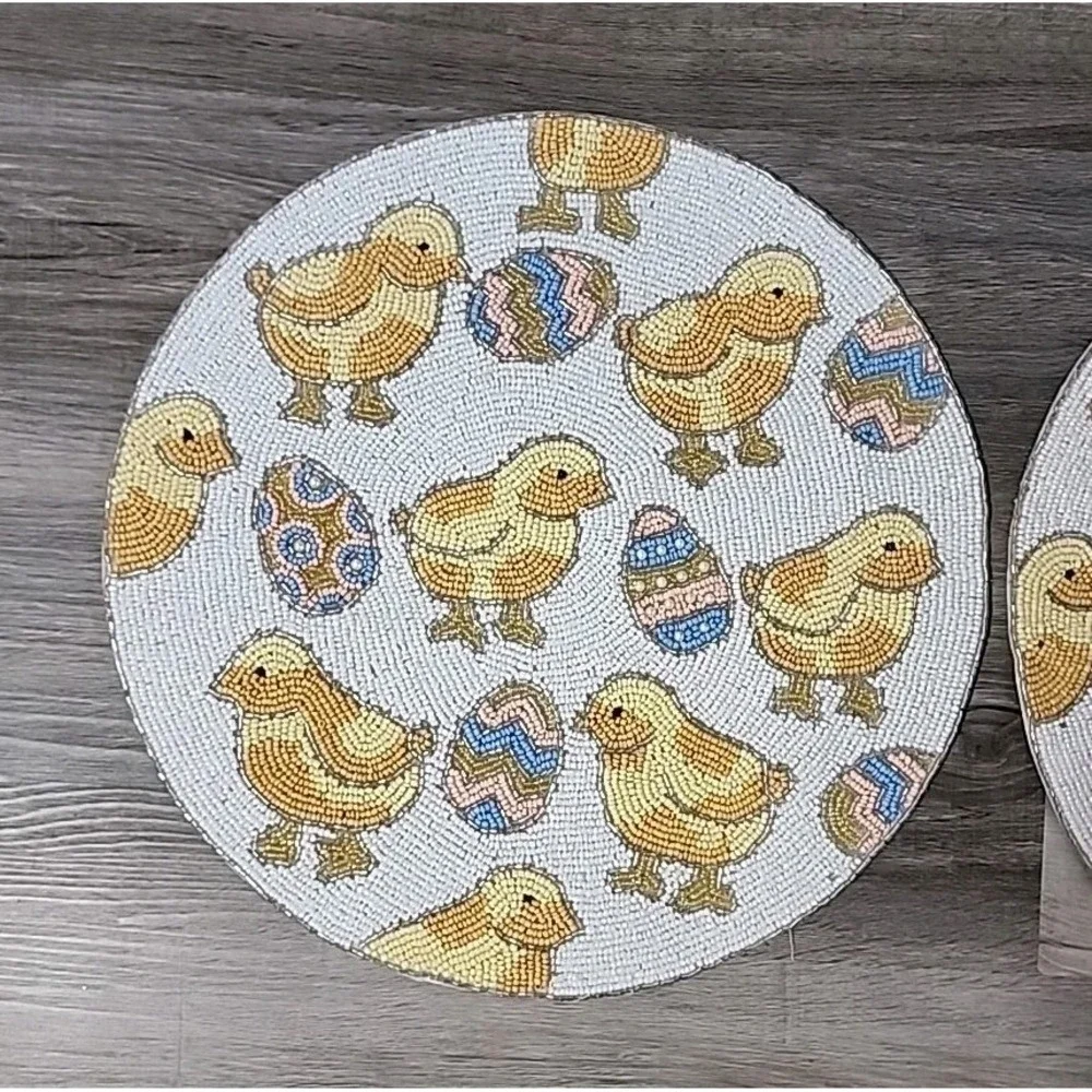 Easter Eggs Chicks Beaded Placemat‎ Placemats Charger Round 15
